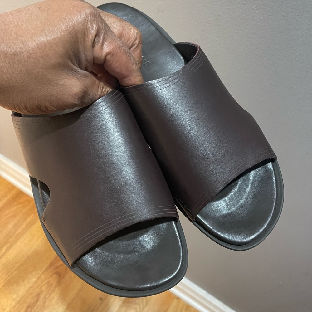 Kenneth Cole Sand-y Beach/Quick Sand Lsrd Slide Sandals Drk Brwn Sz 11 - Picture 2 of 16